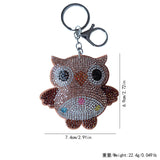 Cute owl korean velvet keychain - playful animal felt hotfix rhinestone bag accessory - car decoration gift