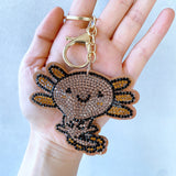 Cross-border hot selling cute children's animal bag pendant fashion korean velvet hot diamond two-color diamond keychain