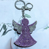 Angel wing keychain - korean velvet hotfix rhinestone charm - girly princess pant chain accessory - ultra-lightweight & durable