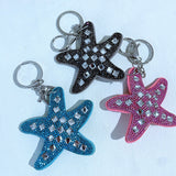 Diamond-studded velvet starfish bag charm car key anti-loss accessory korean velvet keychain wholesale cross-border hot seller