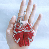 Korean velvet rhinestone butterfly keychain - super sparkly, sweet & girly charm - lightweight & durable bag accessory
