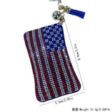 Cross-border creative korean velvet diamond-encrusted american flag keychain pendant lightweight flag bag pendant