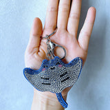 Manta ray keychain - cute marine animal bag charm, car key & backpack accessory