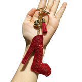 New arrivalfashion high heels korean velvet hot diamond bag pendant fashion women's shiny keychain car pendant