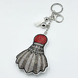 Hotfix rhinestone badminton keychain fashion tassel pendant bag charm - cross-border hot seller
