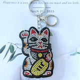 Cross-border popular bring in wealth and treasure cat keychain korean velvet hot diamond bag decoration chinese mascot key chain