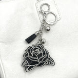 New fashion diamond-studded rose keychain bag charm car accessory tassel metal ornament