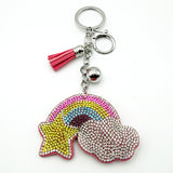 Diamond-studded rainbow keychain - european & american style tassel metal charm - bag accessory - cross-border hot seller