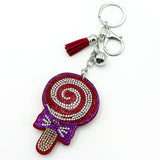 Diamond-studded lollipop keychain - european & american style tassel metal charm - bag accessory - cross-border hot seller