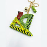 New arrival diamond-encrusted stationery ruler keychain fashion bag pendant accessories tassel metal pendant cross-border hot sale