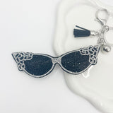 Cross-border creative glasses hot diamond keychain fashion women's diamond bag tassel pendant factory wholesale pendant