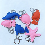 Korean velvet hotfix rhinestone ocean series keychain - dolphin, whale, starfish, goldfish bag charm - cute animal accessories