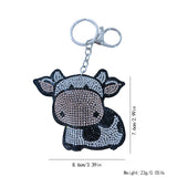 Cross-border hot-selling cow keychain korean velvet hot diamond cute school bag leather bag luggage accessories