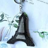 Cross-border hot-selling korean velvet diamond-encrusted eiffel tower keychain bag hanging fashion hot diamond luggage pendant