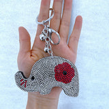 Cross-border hot-selling elephant keychain korean velvet diamond-encrusted animal bag hanging key chain commemorative small gift