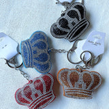 Cross-border hot-selling crown korean velvet diamond-encrusted shiny fashion bag pendant two-color diamond keychain wholesale