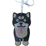 Black shiba inu keychain - korean velvet hotfix rhinestone pet accessory - japanese minimalist style - handbag charm