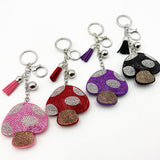Diamond-studded mushroom keychain - european & american style tassel metal charm - bag accessory - cross-border hot seller