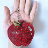 Cross-border hot-selling korean velvet diamond-encrusted red apple women's bag pendant fashion korean velvet hot diamond two-color diamond key