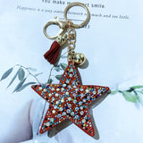 Five-pointed star fashion soft bag hanging korean velvet hot diamond keychain cross-border hot style