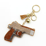 Diamond-studded pistol keychain - european & american style tassel metal charm - bag accessory - cross-border hot seller