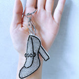 Fashionable rhinestone-embellished high heel charm keychain - korean velvet hotfix jewelry, women's bag accessory gift, cross-border e-commerce
