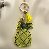 Diamond-studded pineapple keychain - trendy bag charm with tassel, creative metal accessory, cross-border hot seller