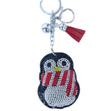 Korean velvet hotfix panda penguin keychain animal schoolbag charm cute cartoon bag accessories cross-border