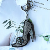 Cross-border hot-selling fashion high heels, bags, car accessories, korean velvet hot diamond women's shiny keychains