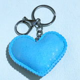 Lake blue gemstone heart keychain - korean velvet inlaid with rhinestones - luxury & high-end bag accessory