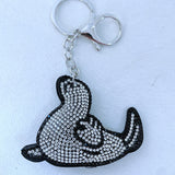 Seal keychain - korean velvet rhinestone ocean series - smooth and rounded design - backpack decoration charm