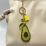 New arrival diamond-encrusted avocado keychain fashion bag pendant tassel metal creative accessories cross-border hot sale