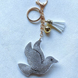 Peace dove keychain korean velvet hot diamond peace symbol bag pendant casual healing style bag pendant