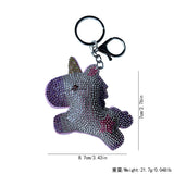 Cross-border korean velvet unicorn hotfix rhinestone keychain - multi-purpose bag charm for backpacks, luggage, and more - ultra-lightweight