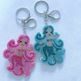 Korean velvet rhinestone mermaid keychain - a fairytale collector's item, dreamy theme bag charm for girls