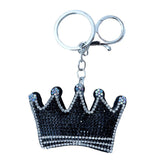 Cross-border exclusive: black crown keychain - korean velvet rhinestone bag charm, trendy waist chain accessory