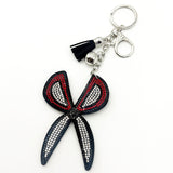 Diamond-studded scissor keychain - european & american style tassel metal charm - bag accessory - cross-border hot seller
