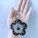 5-petal flower hot diamond keychain korean velvet classy bag pendant ultra-light leather luggage accessories