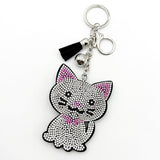 Diamond-studded cat keychain - european & american style tassel metal charm - bag accessory - cross-border hot seller