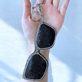 Cross-border trendy eyeglass frames, women's bags, charms, fashionable korean velvet hotfix rhinestone two-tone diamond keychains - unique & stylish
