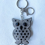 Cross-border owl hot diamond keychain korean velvet diamond-encrusted super flash pendant night owl bag accessories birthday gift