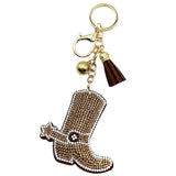 New arrival diamond-encrusted western cowboy boots keychain fashion tassel metal pendant cross-border hot-selling creative accessories