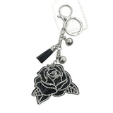 New fashion diamond-studded rose keychain bag charm car accessory tassel metal ornament