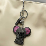 Diamond-studded koala keychain - european & american style tassel metal charm - bag accessory - cross-border hot seller
