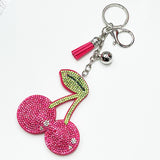 Cross-border hot-selling diamond-encrusted cherry keychain 3d stereo rhinestone fruit pendant bag accessories tassel fashion