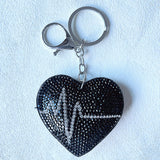 Korean velvet hot diamond heart key pendant heartbeat signal heart bag pendant decorative accessories