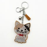 Diamond-studded cat keychain - european & american style tassel metal charm - bag accessory - cross-border hot seller