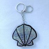 Seashell keychain - korean velvet hotfix rhinestone accessory - ocean-themed backpack charm, luggage anti-loss decoration