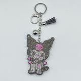New arrival diamond-encrusted kuromi keychain cartoon bag pendant tassel metal creative accessories cross-border hot sale