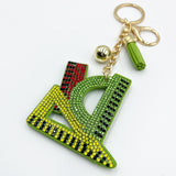 New arrival diamond-encrusted stationery ruler keychain fashion bag pendant accessories tassel metal pendant cross-border hot sale